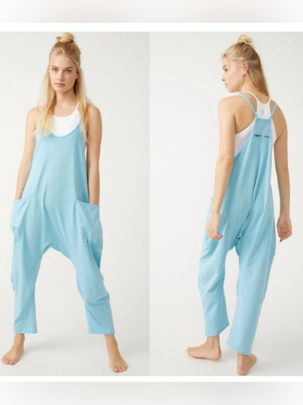 Free People Movement Light Blue Hot Shot Onesie Jumpsuit